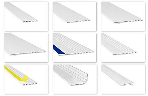 HEXIM Fenster/PVC Deckleisten & Verbindungen - flexible Hohlkammerprofile, wahlweise mit Schaumklebeband (selbstklebend) - 2 Meter je Leiste (120x5mm, HJ 1003-SKS)