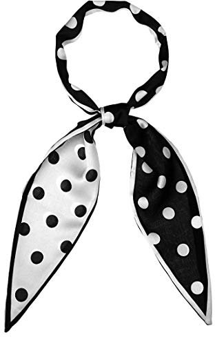 sourcing map Damen Dünne Schals Colorblock Polka Dots Haaarband Halstuch Schwarz Groß Dots 120 x 5cm