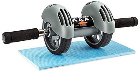 Ffitness Doppelrad-Bauchmuskeltrainer für Männer und Frauen | Unterstützte Rückführung + Matte | AB Roller Wheel Pro Bauchmuskeltrainer | Heimfitnessgerät