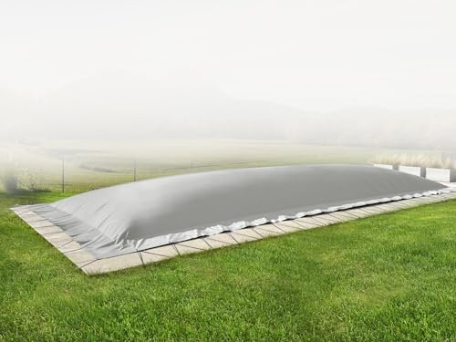 ANKO PLANEN Aufblasbare Poolplane rechteckig - Winter Abdeckung für den Pool - hochwertig & robust AirDeluxe (Poolinnenmaß: 5m x 3m, Grau)