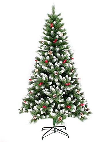 WmHeoo2077 Spritzguss Weihnachtsbaum künstlich,schwer entflammbarer Tannenbaum,Kiefer und rote Früchte gemischter Weihnachtsbaum, Hoteleinkaufszentrum-Einstellung - 1000 Köpfe_210CM