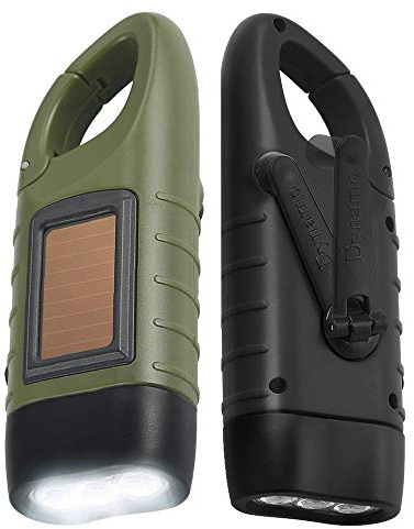 Simpeak Lampe de Poche Solaire Lot de 2 Torche LED Solaire & Manivelle Flashlight Rechargeables Les Activité en Plein Air Lampe d'urgence