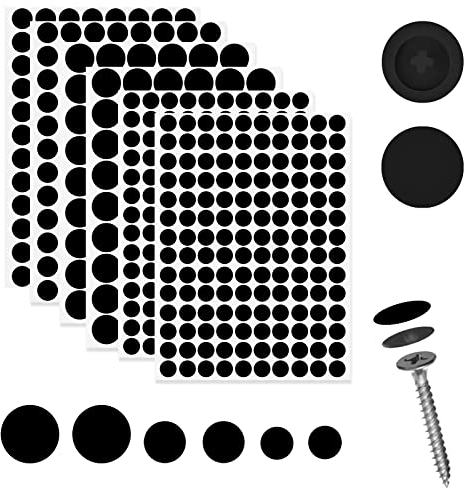 120 Stück ∅ 11,4 mm Schraubenabdeckung Schwarz und 580 Stück ∅12mm/15mm/21mm Schwarz Schraubenloch Aufkleber Selbstklebendfür Schrank Schreibtische Deko