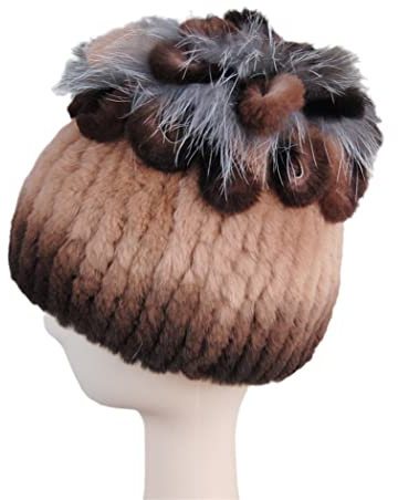 keusyoi Fellmützen für Frauen Winter Fell Strickmütze Damen Warm Schneemützen Damen Elegant Beanies Cap