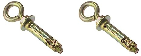 ForgeFix Masonry Anchors - Eye Bolts | M6 | Zinc Yellow Passivated | Bag 10 (Pack of 2)