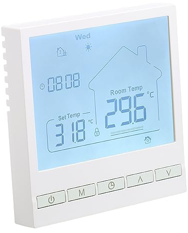 Wengart WG902 digital termostat, AC230 V 20 A, programmerbar termostat, exakt temperaturkontroll, lämplig för värmesystem, vit