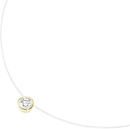Smart Jewel Collier Schwebender Stein, Zirkonia, Silber 925 Gold, 45 Cm 925 Sterling Silber