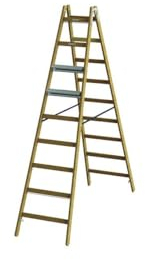 PROTEC.class PHSLAE29 Holz-Sprossen-Stehleiter + Alu-Aufsetzstufen einseitig, 2x9