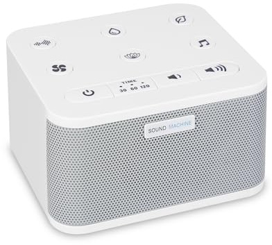 BIGMONAT White Noise Machine Avec Télécommande,Avec 45 Sons Apaisants Naturels et Adaptateur Secteur Alimentation (Inclus),Avec mMémoire et Fonction de Chronométrage,Pour Adultes et Bébés - Blanc