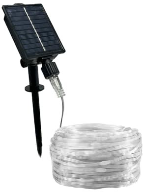 Vetrineinrete® Filo led 30 metri 300 micro led stringa a pannello solare con picchetto catena di luce per decorazioni natalizie giardino (Luce Calda 3000k)