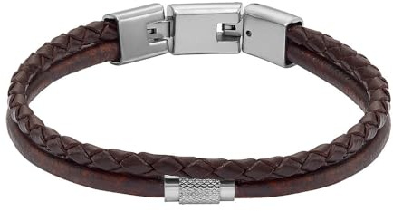 FOSSIL Herrenarmband aus Edelstahl oder Leder mit Faltverschluss
