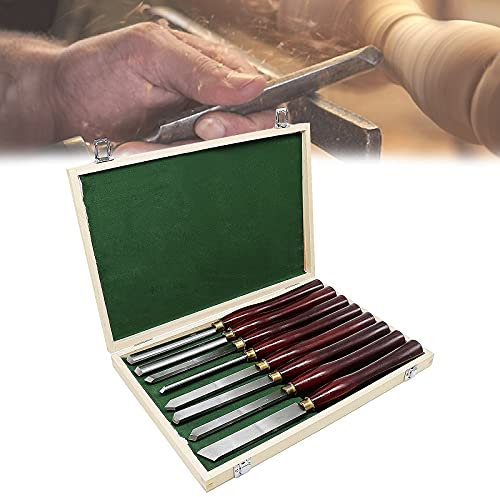 BomDog Ciseau, Jeu de Ciseaux Pour Tour À Bois, Ensemble de 8 Ciseaux Artisanaux Avec Lame En Acier Rapide Et Virole En Laiton, Kit de Couteaux Et Gouge En Acier Pour Les Professionnels