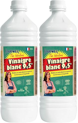 STARWAX Fabulous Vinaigre Blanc 9.5° sans Parfum - 1L - Idéal pour l'Entretien de sa Maison et Son Jardin (Lot de 2)