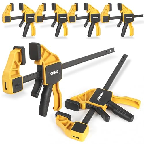 EQUIPTZ 6 Pack Bar Clamps for Woodworking – 2 Pcs 12 & 4 Pcs 6 Quick Grip Clamps Set with 150 lbs Force – Wood Clamps for Gluing, Carpentry, DIY, and Metalworking (Combo Sizes, 6 Pack)