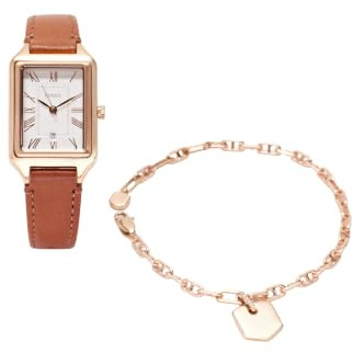 Fossil Raquel Armbanduhr für Damen, Quarz-DREI-Zeiger-Uhrwerk mit Lederarmband