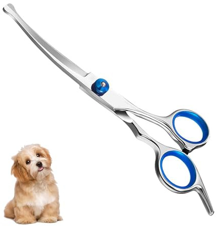 Tijeras para Mascotas, Tijeras Peluqueria Canina, Tijeras Curvas para Mascotas, tijeras para Perros de Acero Inoxidable, Ideales para Cortar el Pelo de Perros y Gatos