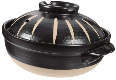KICHOUSE Ergonomischer Keramik-auflauftopf Tontopf Suppentopf Deckel Ton Kochen Schwarz