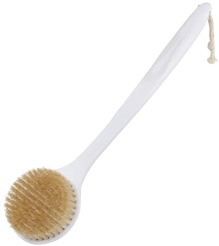 OWIIZI Back Scrubber for Shower with Natural Bristles Anti Slip Bath Brushes Long Handle Antiskid Shower Body Scrubber for Wet or Dry Exfoliating Back Scrub Deep Cleanse