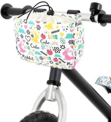 ANZOME Fahrradkorb vorne für Kinder Lenkertasche mit wasserdichter Abdeckung, Kinderfahrrad Lenkerkorb für Mädchen Fahrrad Zubehör passend für die meisten Kinderfahrräder, Laufrad, Dreirad, Rollar..