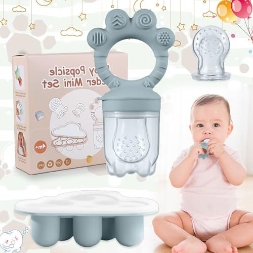 Weploda Chupete Fruta Bebe, Alimentador De Frutas De Silicona Para Bebés, Molde Para Chupete De Frutas, Chupetes Para Rellenar Con Fruta y Verdura, Con 2 Tetinas Silicona, Para Bebés De 3-24 Meses