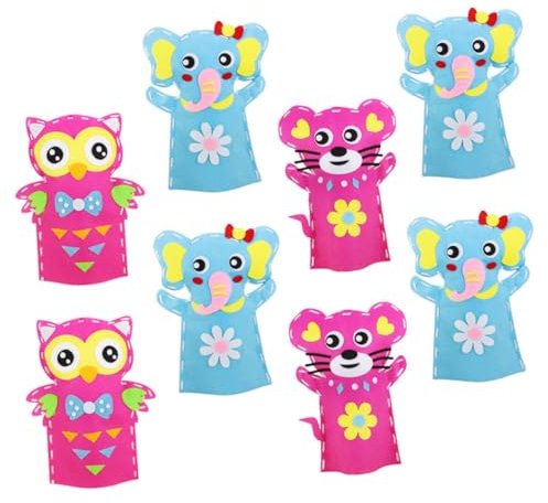 BESPORTBLE 8sätze Handpuppen Bastelset für Junge Mädchen DIY-tierpuppen Spielzeug Vliesstoff Handpuppen zum Selbermachen Kreatives Bastelmaterial für Kinderhandpuppen Zufälliger Stil
