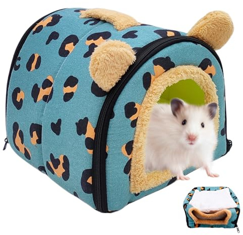 PORFOYO Meerschweinchen Bett, Meerschweinchen Kuschelhöhle, Meerschweinchenbett, Kuschelhöhle Mit Abnehmbarer Matte, Hamsterkäfig Zubehör Für Hamster,Chinchilla, Geeignet für weniger als 3 kg