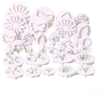 33 Piece Cake Cutter - Modelling Tools - Flakes & Flowers - Fondant Marzipan and Sugar Paste - DIY Decoration Cutter - Washable