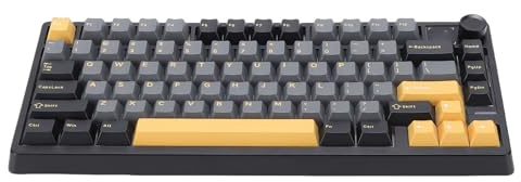 Asixxsix 2,4-GHz-Funktastatur, Bluetooth-Gaming-Tastatur für PC mit Drehknopf, 3 Verbindungsmodi, 20 voreingestellte Lichteffekte, für Arbeit und Gaming (Black)