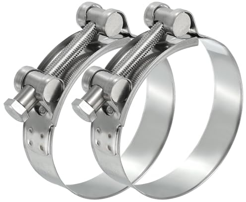 PATIKIL 80-85mm T-Bolt Hose Clamp, 2 Pack Intercooler Pipe Tube Clamps 304 Stainless Steel Radiator Hose Clamp for 3.15-3.35 Pipe