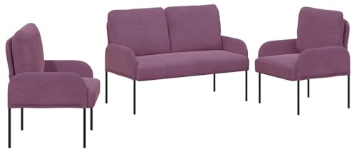 vidaXL Juegos de sofás con cojín 3 pcs Morado 115 x 56 x 80 cm, Sala, Sofá Elegante, Muebles Modernos, Sillón Cómodo, Diseño Minimalista, Asiento Urbano, Funcional