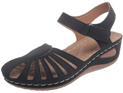 2026 estivi Solid Hook Loop Casual Open Toe Comode Scarpe da spiaggia Sandali, Nero , 41 EU