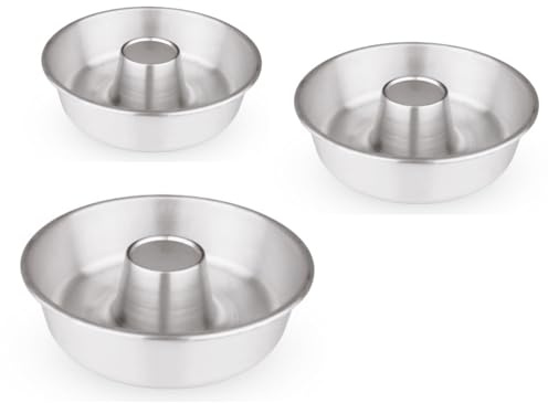 OPIROS Tortiera C/Cono Aperto Ruoto Per Ciambella Torte Rustici Casatiello Napoletano Tortano Set di 3 Teglie Ø 22/24/26 In Alluminio Riutilizzabile