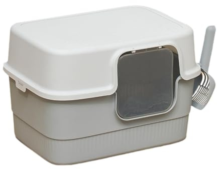 CoudarTitie Bac à Litière Chat Fermé Plateau Toilette Maison pour Chaton Entrée Large Couvercle Amovible Matériau PP Réutilisable Facile à Nettoyer Convient à