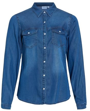 VILA CLOTHES Dam VIBISTA denimtröja/SU-NOOS-skjorta, Darkest Spruce, normal, Mörkblå denim, M