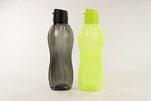 Tupperware To Go Eco - 1 borraccia ecologica da 1 litro nera e 1 borraccia da 1 litro giallo limone, 26788