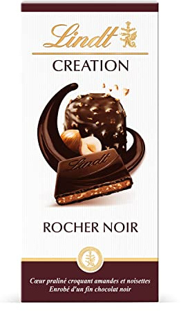 Lindt - Tablette CRÉATION Rocher Noir - Chocolat Noir, 150g