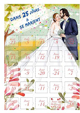 Hochzeitskalender 25 Tage vor oder nach – Hochzeitsgeschenk für das Paar – EVJF – Leitfaden zur Organisation der Hochzeit (vor der grünen Hochzeit)