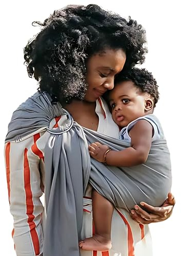 NéoBulle - Sling Sergé Brisé - Portage en Écharpe sans Nœud - Installation Facile - Léger et Confortable, en Coton Bio - 100% Fabriqué en France - De la Naissance à 3-4 Ans, Gris Vintage