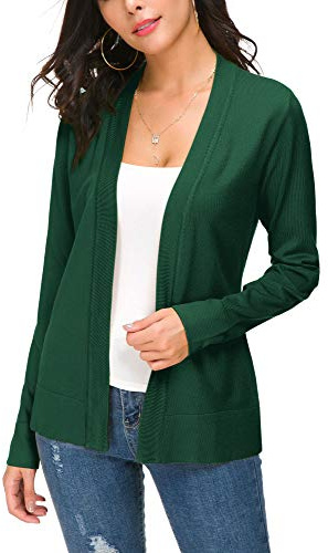 EXCHIC Damen Elegant Langarm Elastisch Strickjacke Cardigan Casual Leicht V-Ausschnitt Gestrickt Blazer