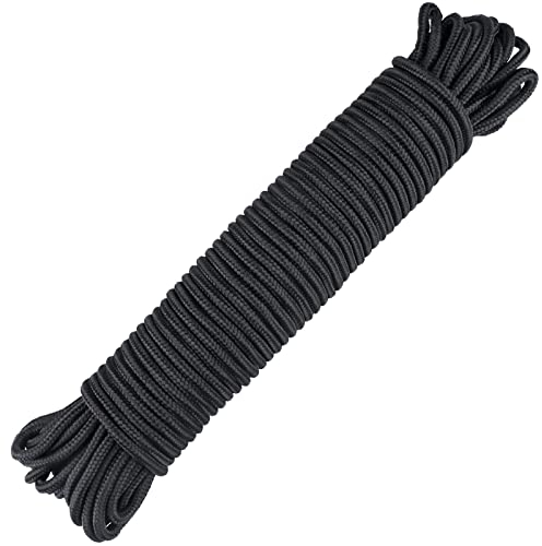 G2PLUS 6mm Paracord Seil, Schwarz Nylonseil, 30M Multifunktional Outdoor Seil, Kletterndes Zugbinde Seil, Wäsche Seil für Kampierenden Garten im Freien