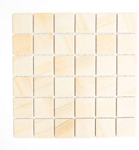Piastrella a mosaico in ceramica, effetto pietra, beige sabbia, per pavimenti, pareti, bagno, WC, doccia, cucina, specchio per piastrelle, rivestimento per vasca da bagno, mosaico
