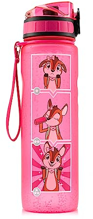 Monte Stivo® Trinkflasche Kinder Auslaufsicher 600ml | Wasserflasche BPA Frei mit 1-Klick Verschluss | Geschenk für Einschulung & Freizeit | Trinkflasche Mädchen und Junge für Kindergarten und Schule