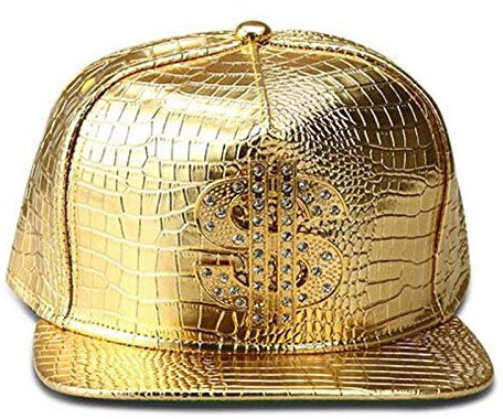 Herren Kappe Cap Hip Hop Rap Pu Lederhüte Gold Strass Straße Dj Geld Baseball Mützen Männer Frauen Golden