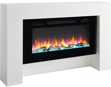 BALDERIA Elektrisk Eldstad Hercules - Med Uppvärmning, LED-Belysning, 3D-Flameffekt Och Fjärrkontroll - Vit