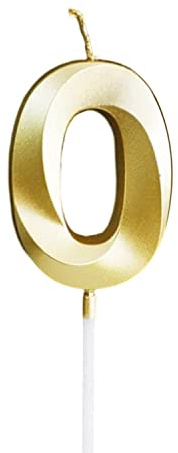 3D Birthday Number Candles Golden Glitter, Cake Candles for Birthday Party Anniversary Wedding Graduation (0)