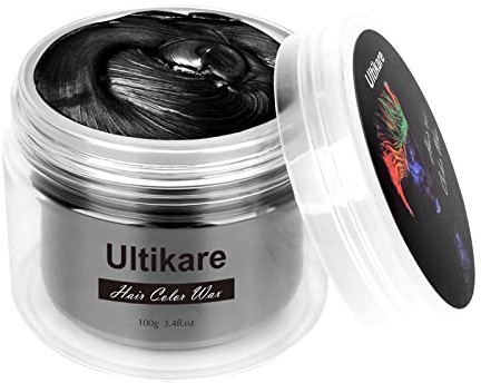 Ultikare Haarfarbe-Wachs, temporäre Auswaschfarbe, Haarfarbe für Kinder, sofortige Haarcreme, Schlammgel, professionelle Unisex-Frisur, Pomade, Haarton, Herren, Cosplay und Halloween, 90 ml (schwarz)