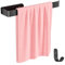 Gvolatee 1 Pieza 30CM Toallero de Baño montado en Pared con Tornillos Fijos y 1 Pieza Ganchos Combinación Aleación de Aluminio Mate, Accesorios para el Ahorro de Espacio, Negro