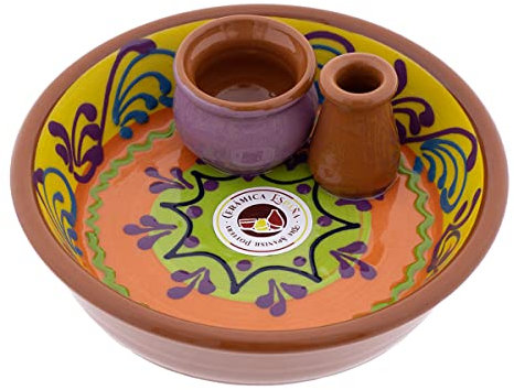 CERÁMICA ESPAÑA | Cuencos | Bol | Bowl | Cuencos de aperitivo | Cuencos cocina | Aceitunero cerámica decorado - Modelo M01 | 100% Decorado a mano | 16x16x5.5 cm