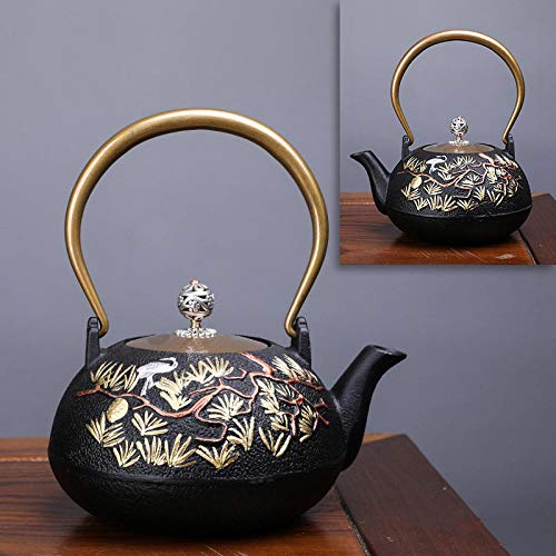 Japanese Cast iron teapot induction stove kettle with sieve tea pot oolong tea coffee maker office tea set 1 2 l-1.2L