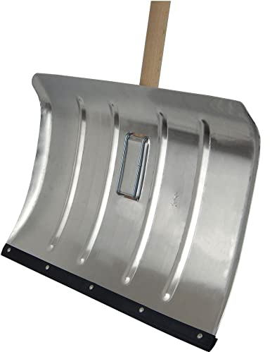 SHW-FIRE | Alu-Schneeschieber 50 cm mit Flüsterkante und 150 cm Buchen-Ovalstiel, leises und effizientes Schneeräumen auf Gehwegen & Einfahrten | Made in Germany